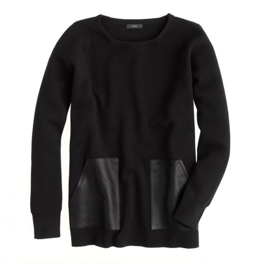 J.Crew Faux Leather Pocket Sweater XS